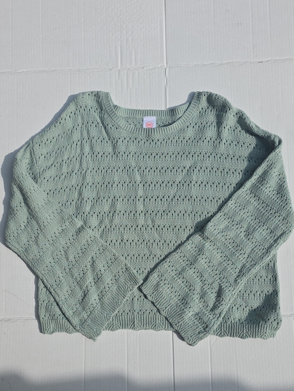Wonder Nation Sage Open-Stitch Crewneck Sweater